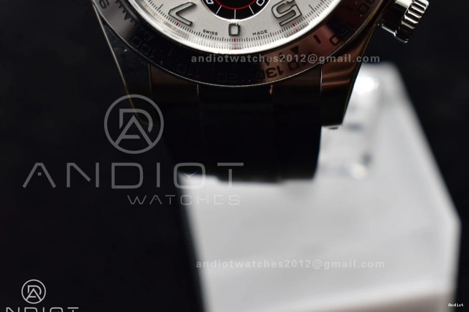 Strap 1:1 904L Dial Clean V2 Silver Edition on Case SA4130 Rubber Best Black Daytona SS 116519 0427